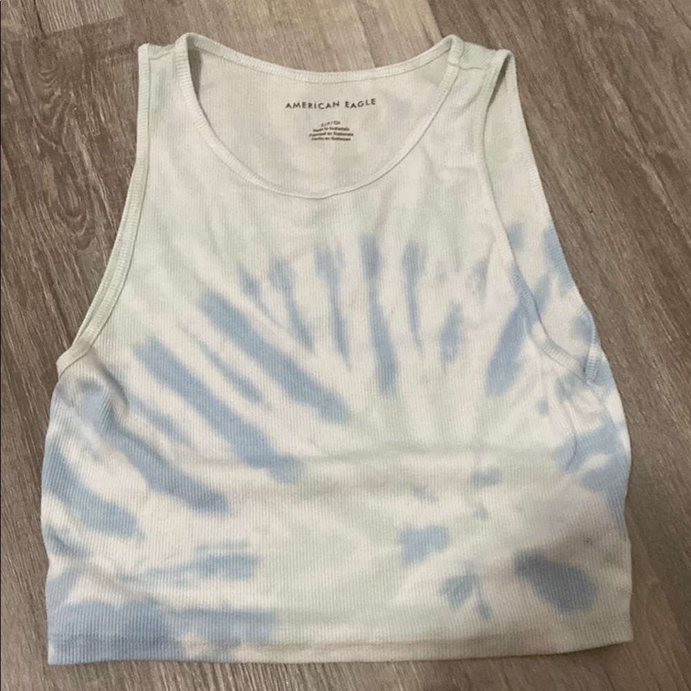 American Eagle Outfitters Blue Sleeveless Crop Tank